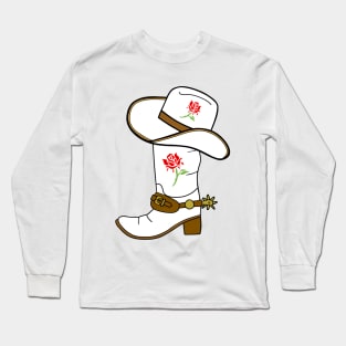 COWGIRL Western Rose Cowboy Boots - Cowboy Art Long Sleeve T-Shirt